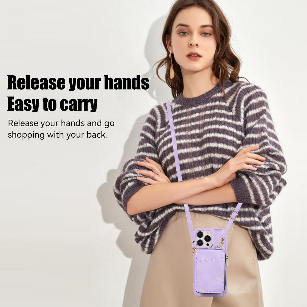Crossbody Leather Zipper Wallet Cards Bag Phone Case for iPhone 14 Pro Max 15 13 12 11 XS XR X SE 2022 8 7 6 6S Plus Stand Cover