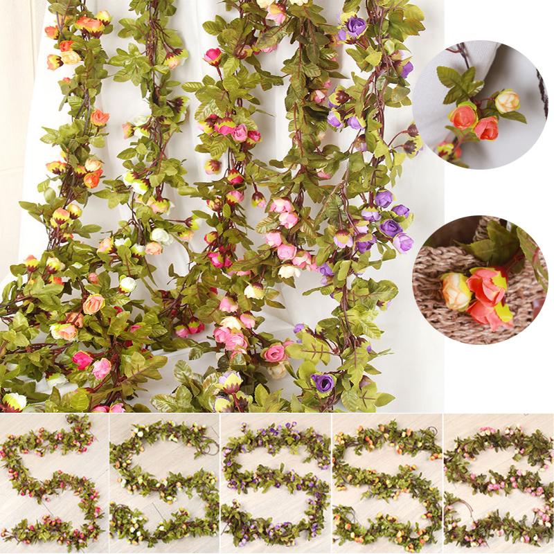 Flowers Artificial 42 Silk Rose Fake Flower Garland Vine Wedding Party Diy Decor