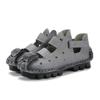 Sommer Damen Schuhe aus Rindsleder erster Schicht mit flacher Sohle Ethnischer Stil Leder Atmungsaktiv Damen Sandalen Lochschuhe