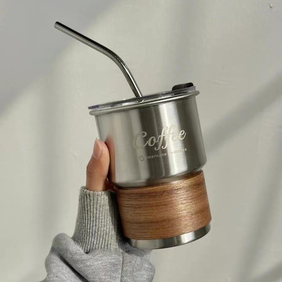 Skládací hrnek z nerezové oceli 304 s víčkem - 480 ml Přenosný venkovní kempingový hrnek