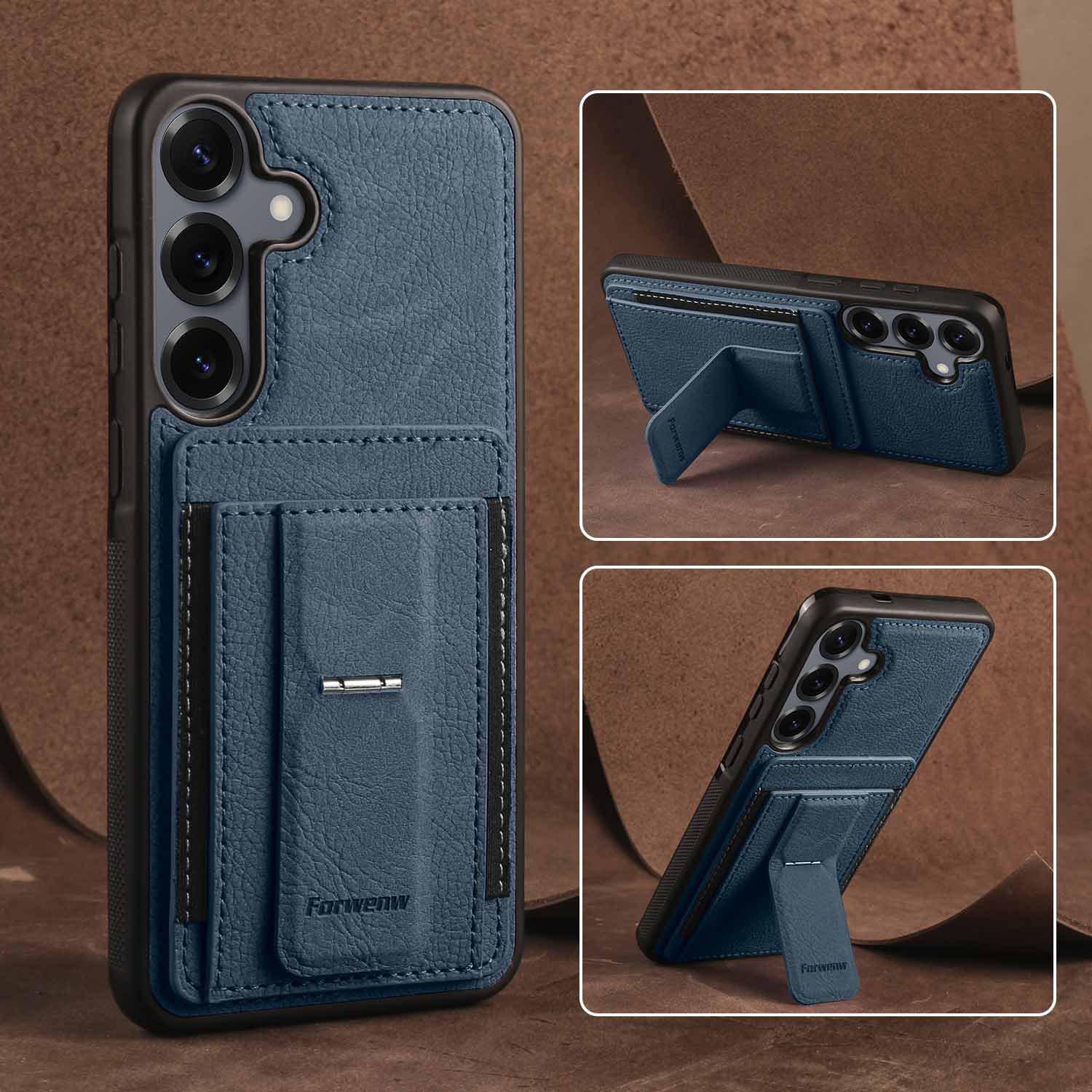 

Forwenw S25 Leather Texture Protective Card Holder Case for Samsung S26/S24FE/S57/A36 Samsung A17