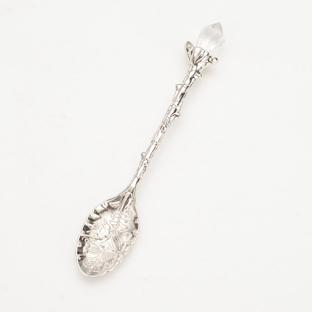 Alloy Leaf Spoon Vintage Carved Spoon Creative Royal Style Silver Gold Coffee Tea Dessert Spoon Flatware Kitchen Tool Accesssory