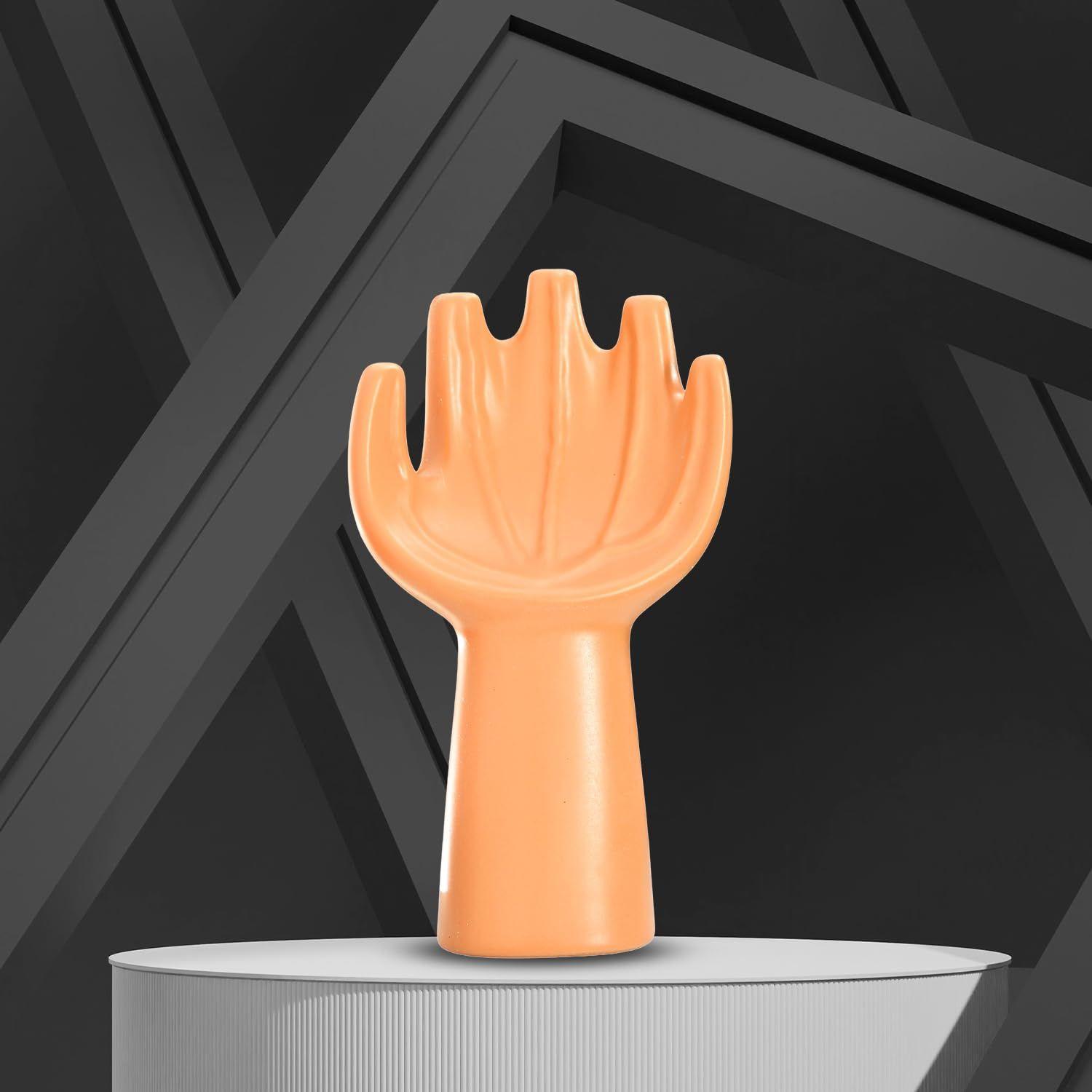 

Modern Abstract Hand Ceramic Figurine | Symbol of Elegance & Creativity | A Luxurious Touch for Your Space | Pack of 1, Peach