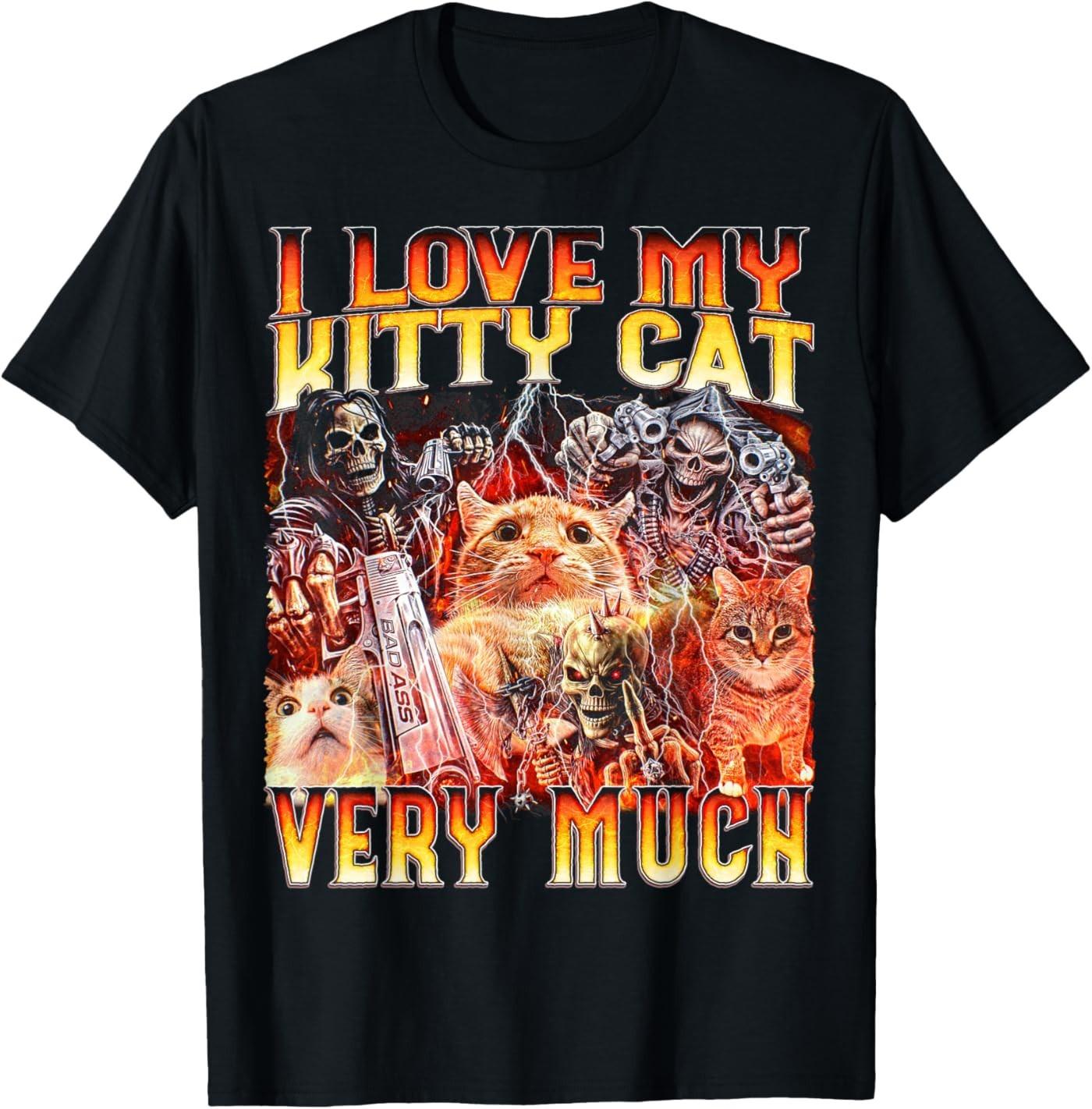 I Love My CAT - Edgy Skeleton Hard Skeleton Meme T-Shirt S