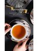 Exquisite Wood Grain Ceramic Tea Set with Saucer - Premium Bone China Cup for Afternoon Tea