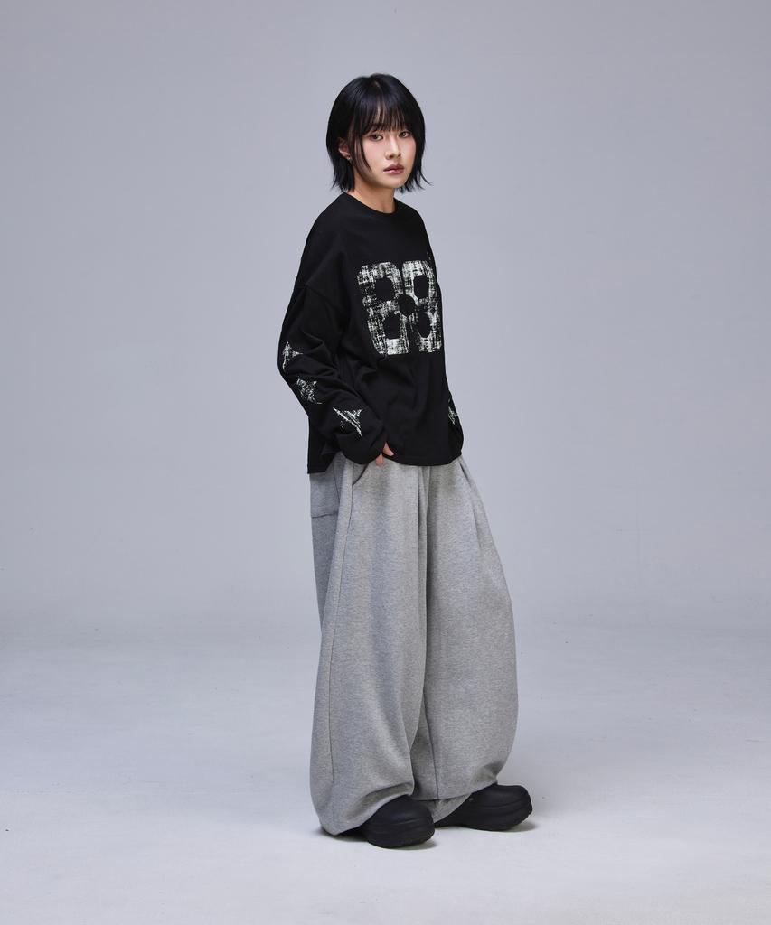 SCALLYWAG Crop Vintage Diamond Long Sleeve [Black]
