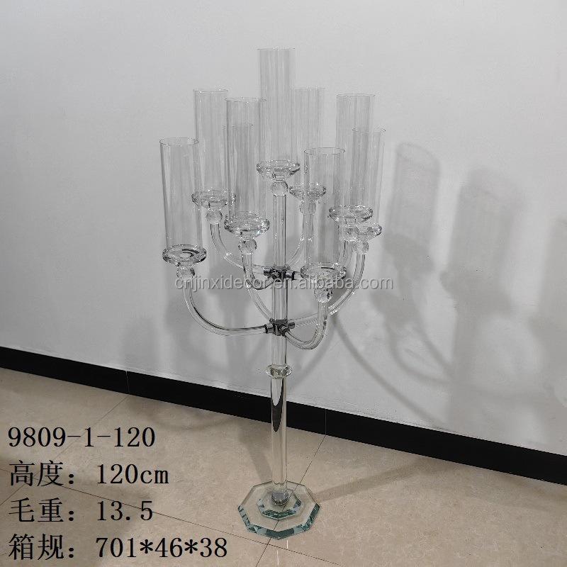 Wholesale Production of 13 Arm Wedding Decoration Centerpieces Large Crystal Candelabra Holders in China (Clear,9Head 120cm)
