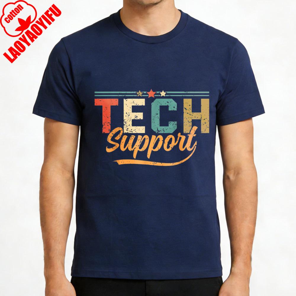 Tech Support Vintage Graphic Summer Men TShirt Cotton T Shirt Regular Fit Casual Gift for Tech Lovers Fashion Loose Tops