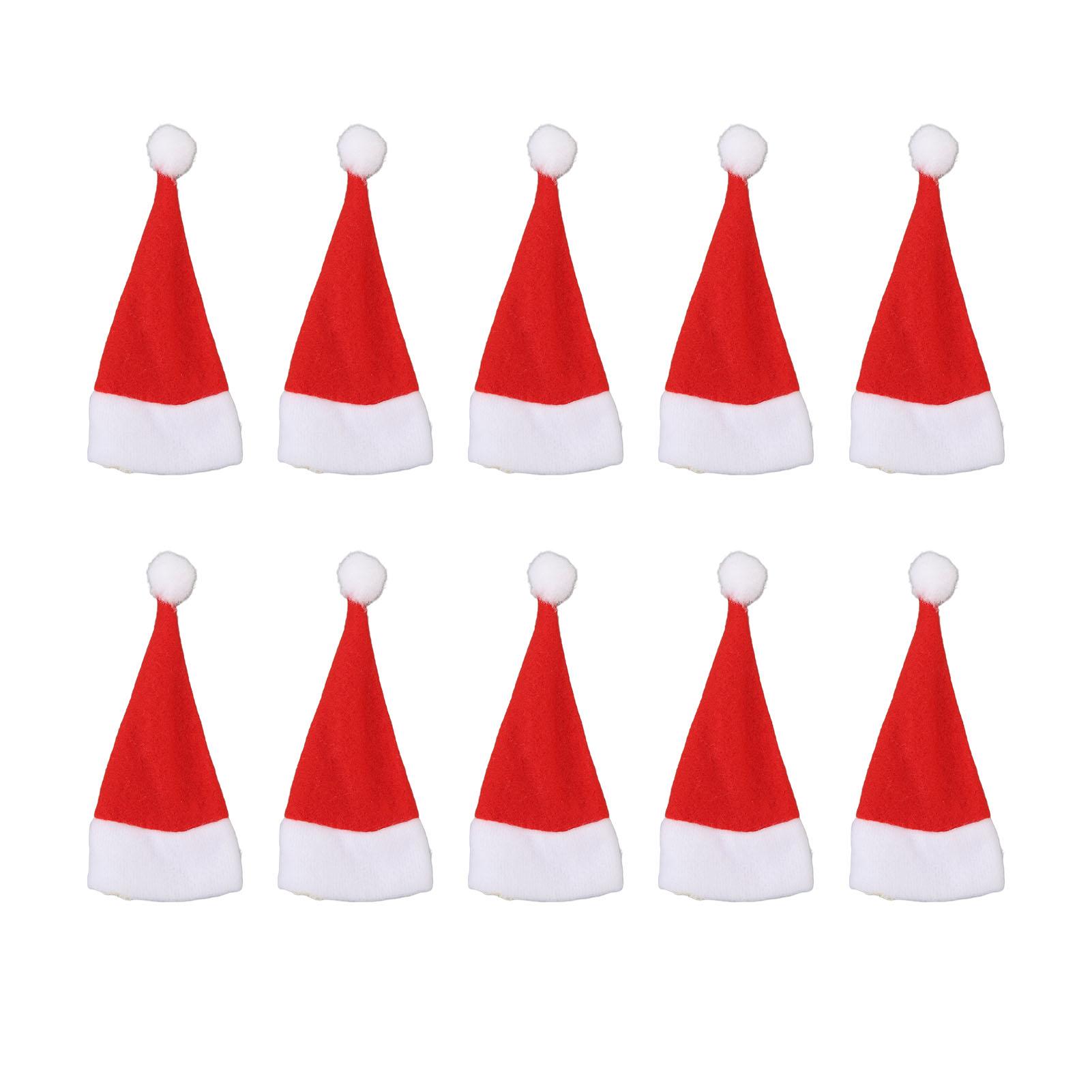 

30 шт. Мини-шапочки Санты Рождественские миниатюрные украшения для поделок своими руками Праздничная посуда для ножа и вилки