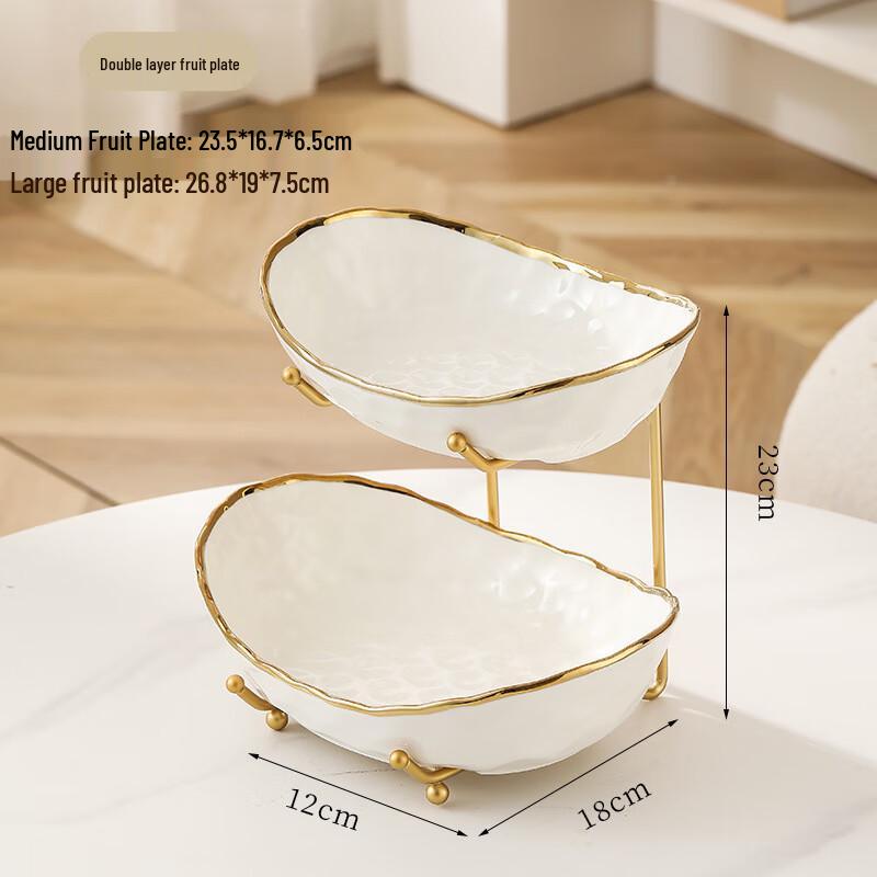 ZISIZ Light Luxury Ceramic & Iron Fruit Basket