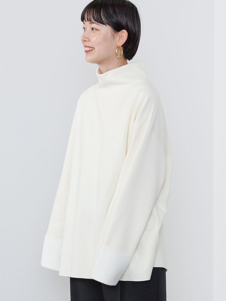 TEE Pullover mit Stehkragen und weiten Ärmeln, Elfenbein, Einheitsgröße [Beams Heart], L/S, Damen