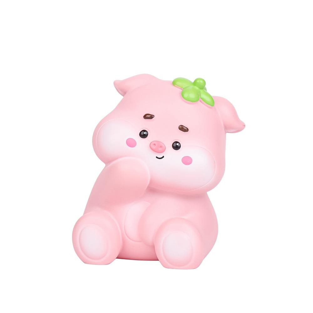 

Cute Resin Pig Ornaments Unique Cartoon Animal Miniatures Fashion Strawberry Pig Statues Desktop Style A