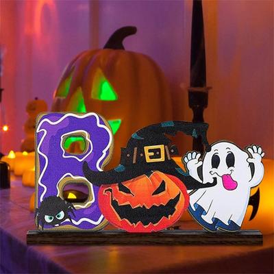 Happy Halloween Wooden Centerpiece Signs Table Decorations Happy Table Toppers With Witch Decor Decorations For Home Classroom Kitchen