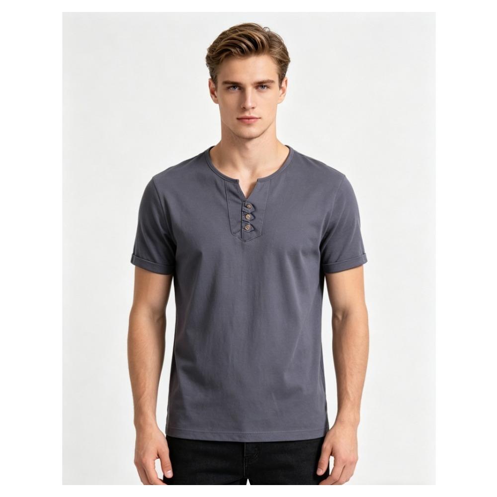 Men's Plus Size Henley Shirt (Up To 8XL) - 95% Cotton Short Sleeve Casual T-Shirt with Button Placket - Big and Tall Summer Top