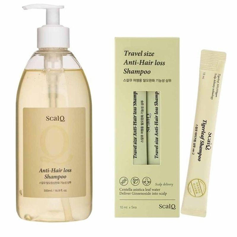 ScalQ Anti-Hair Loss Functional Cool Shampoo 500ml + Travel Size Anti-Hair Loss Shampoo 5-Pack Anti-hair loss shampoo 500ml + travel size 5 pack