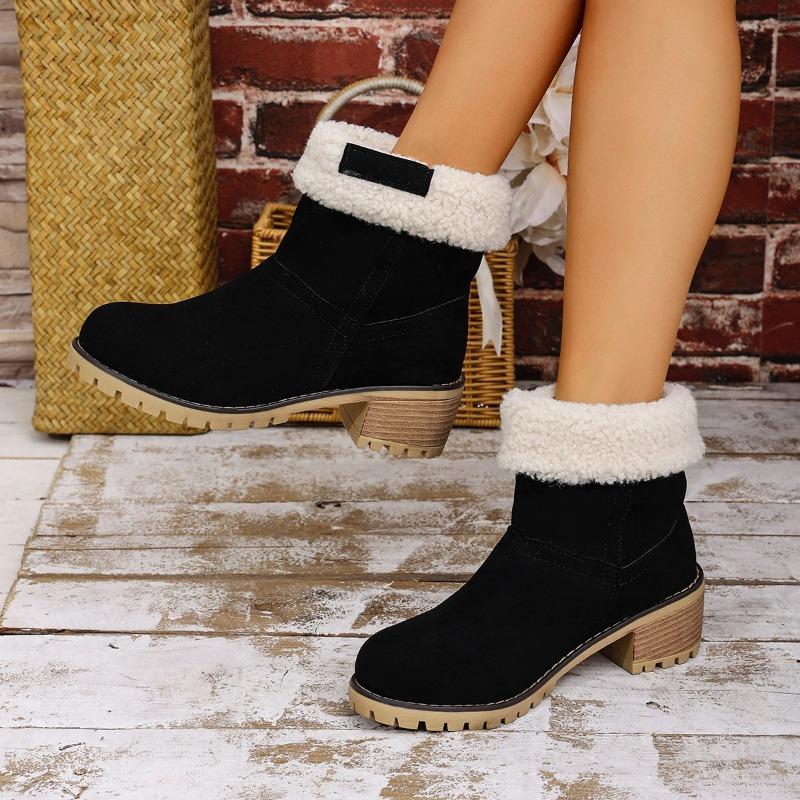 Large-size Women's Chunky Platform Cotton Shoes, New Style Round-toe Snow Boots for Women