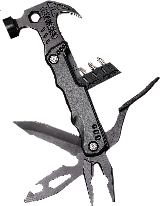 

Multifunctional Hammer Outdoor Camping Peg Hammer Climbing Fishing Car Rescue Measures Disaster Prevention Goods 16-IN-1 Multi-tool [Item] чорний