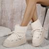 Thick-soled warm round cotton shoes winter new lace-up piled thickened lace-up warm snow boots