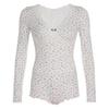 Lace Sweet Floral Jumpsuit Slim Fit Deep V Neck Long Sleeve Jumpsuit Women's Autumn and Winter Home Clothing Women's Pajamas
