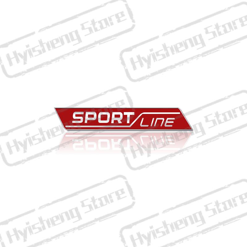AAABV1 Metal Car Styling Sport Line Front Grille Sticker Badge Rear Trunk Body Emblem For Skoda VRS Octavia Rapid Kodiaq Karoq Superb