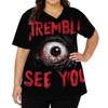 Halloween Print V Neck Short Sleeve Nurse Top with Double Pockets and Side Slits Medical Scrub Shirt for Healthcare Workers