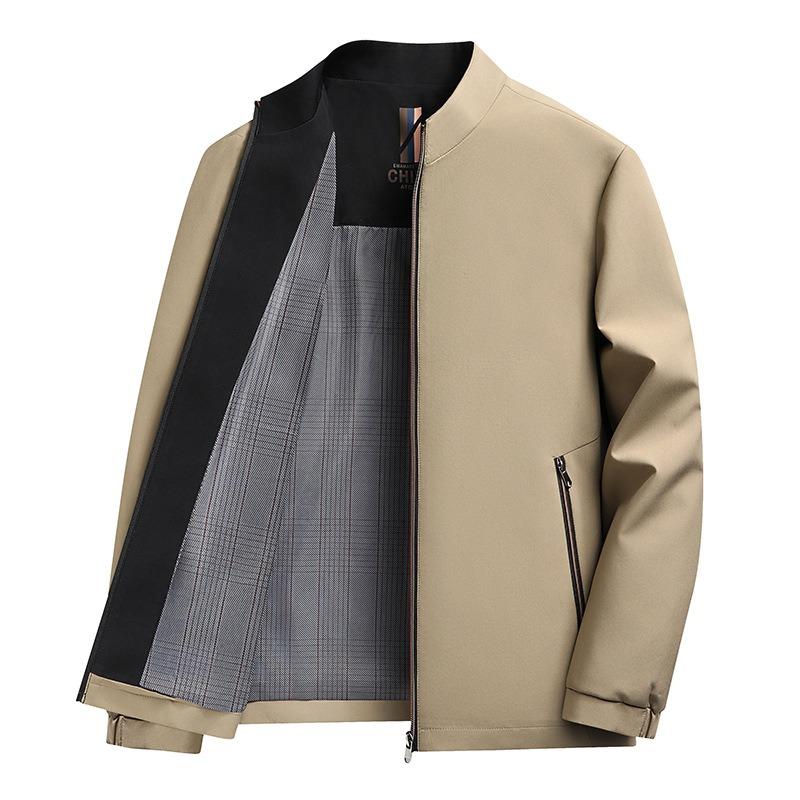 Jacket Jacket Men's Simple Fashion Spring and Autumn Coat Business Casual Versatile Stand-up Collar Jacket Qingzhong Dad Men's Clothing
