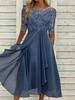 2026 Chiffon Patchwork Spitze Ausgeschnitten Brautjungfer Abendkleid