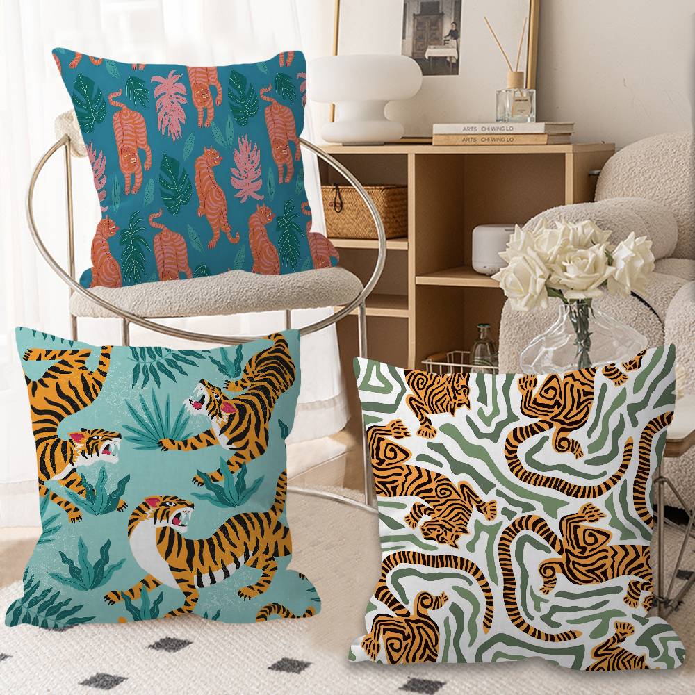 Animal Style Tiger Cushion Case Autumn Jungle Pillow Anime Pillow Sofa Bed Head Pillow Cover Cushion Cover 45x45 cm Fashion