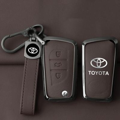 Leather Car Key Case Fob Cover Protector for Auris Corolla Reiz Avensis Verso Yaris Aygo Rav4 Hilux Yaris Scion TCIM 2017