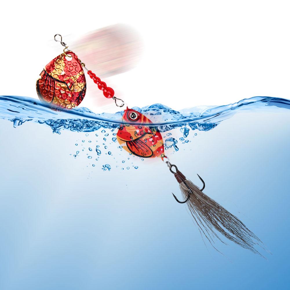5pcs Metal Spoon Spinner Fishing Lure with Feather Treble Hook Artificial Bait Hard Bait for Bass Trout
