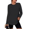 Women's Solid Color Round Neck Long Sleeve Loose Pullover Top