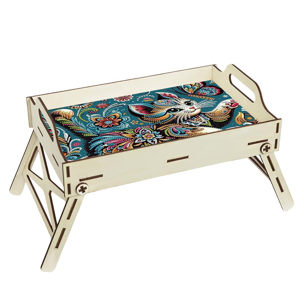 5D DIY Diamond Painting Serving Tray Wooden Diamond Art Tableware Manager Tray Diamond Decorative Serving Tray Home Decor Gift