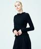 Attention Row For Woman Cloud Winkle Half-Neck Long-Sleeve T-Shirt (Black)