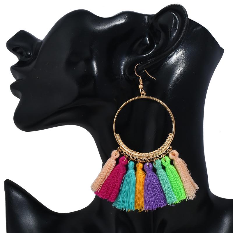 Buy Handmade Bohemian Statement Earrings Round Vintage Tassels Earrings