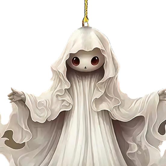 Halloweenský přívěsek na auto Duch 2D Plochý Duch s Dýní Akrylový Přívěsek na Zpětné Zrcátko do Auta pro Závěsné Doplňky do Interiéru Auta