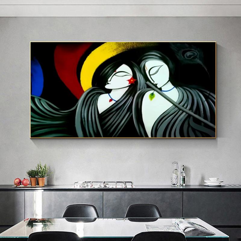 Lord Radha Krishna Postere și imprimeuri Abatract Pictură pe pânză Artă de perete pentru camera de zi Decor modern pentru locuințe Religie Cuadros