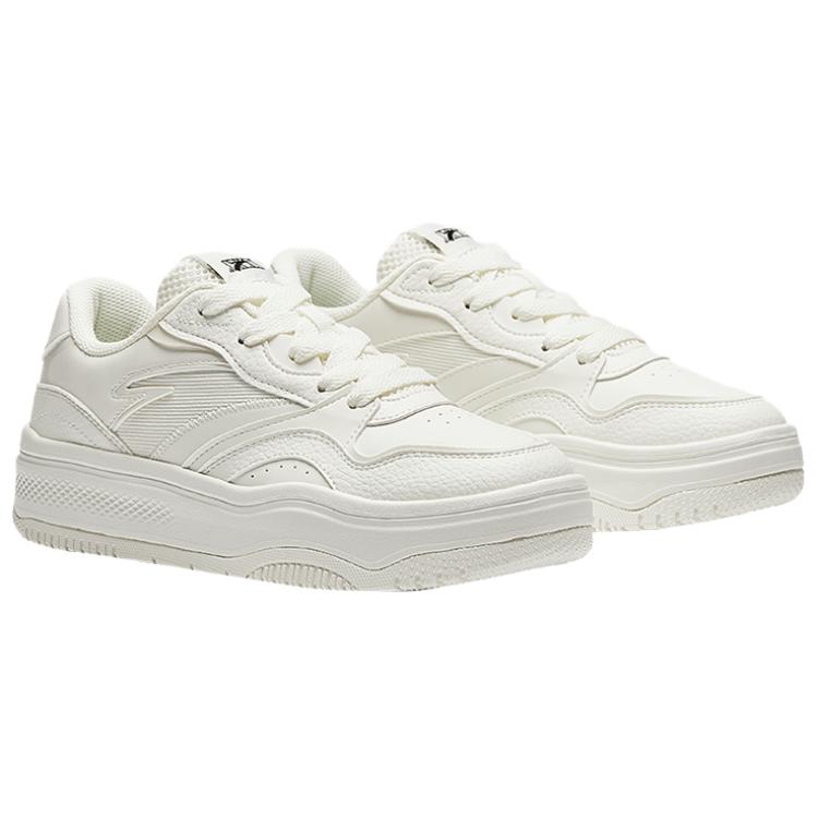 Anta Street Fun 2 Trendy Casual Non-Slip Wear-Resistant Height Increasing Low-Top Skate Shoes Women Sneaker Ivory-White 922518077-10