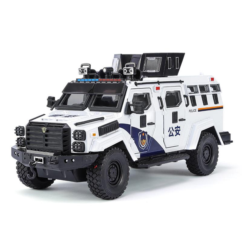 

1:24 Alloy Tiger Armored Car Truck Model Diecasts Metal Toy Police Explosion Proof Car Vehicles Model Sound and Light Kids Gifts