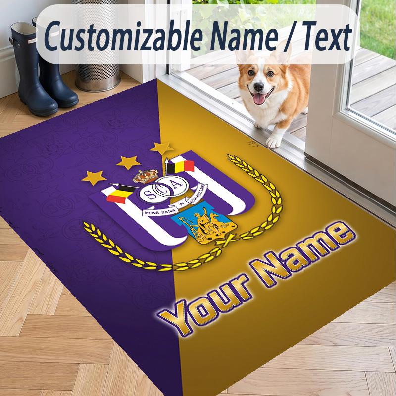 Custom Text Printed Rug Anderlecht FC Non Slip Floor Carpet For Home Room Decor