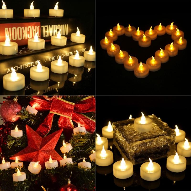 12 Count Clip Flameless LED Tealight Realistic Flame Decoration For Vases Tables Reusable Battery Candle