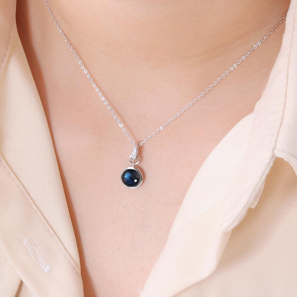 925 Sterling Silver Simple  Pendant Necklace with Natural Moonstone Labradorite Gemstones Fine Jewelry with Chain Women Nice Gift