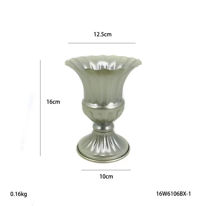 Antique Look Metal Flower Pot - Wedding Table Centerpiece Dried Flower Holder for Home Decor Vintage Style Photo Shoot Accessory