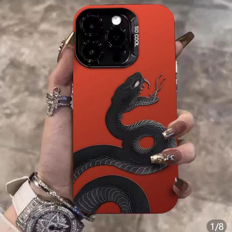 Cross Black Snake iPhone Case for iPhone 16 Pro, 15/14/13, 12, 11, and Xs Max/Plus, Advanced Laser Design