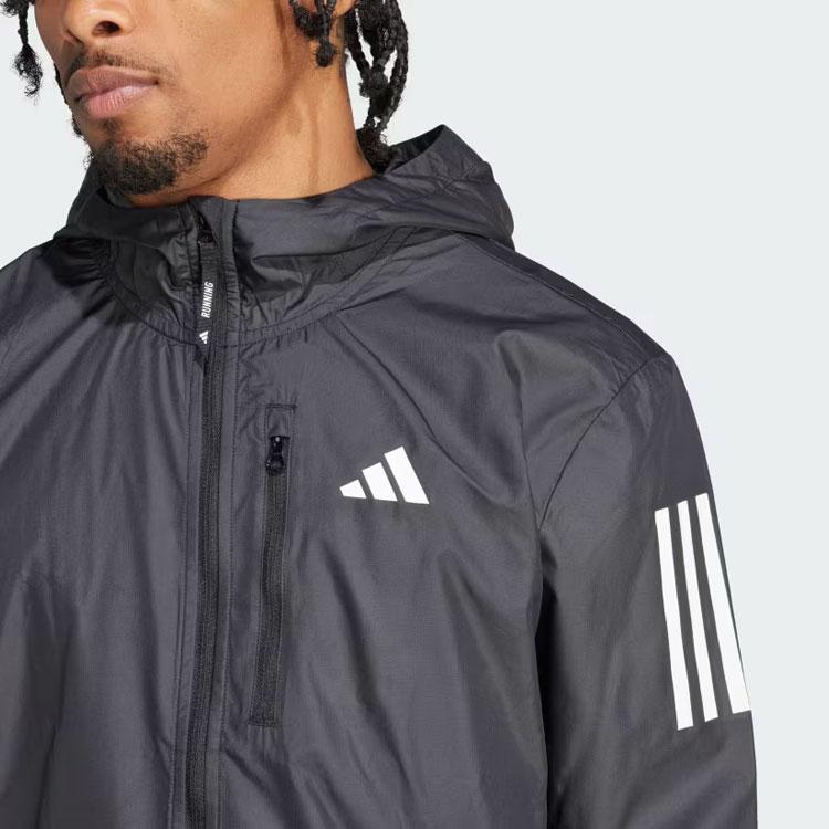 Adidas Own The Run Hooded Long Sleeve Jacket Men Outerwear Black IN1483