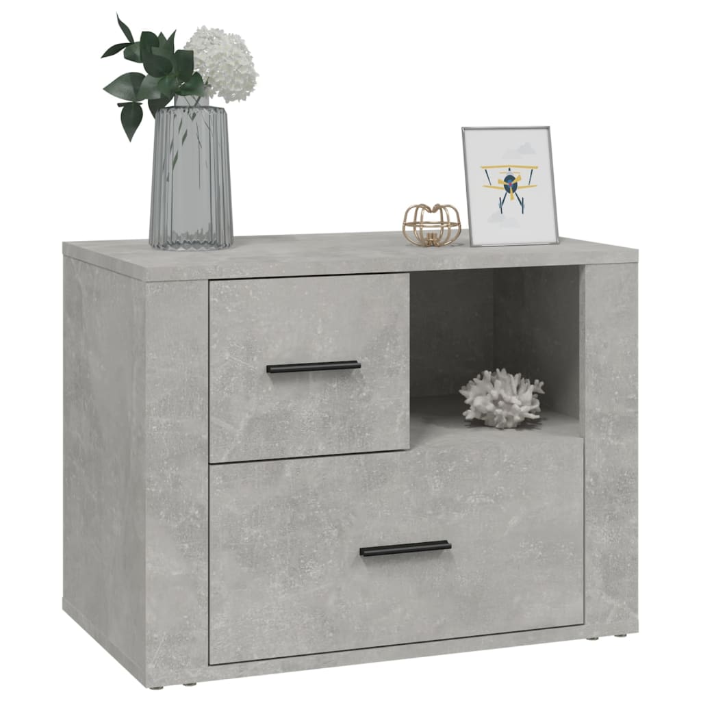 Nightstand Concrete Gray 60 X 36 X 45 Cm Particleboard