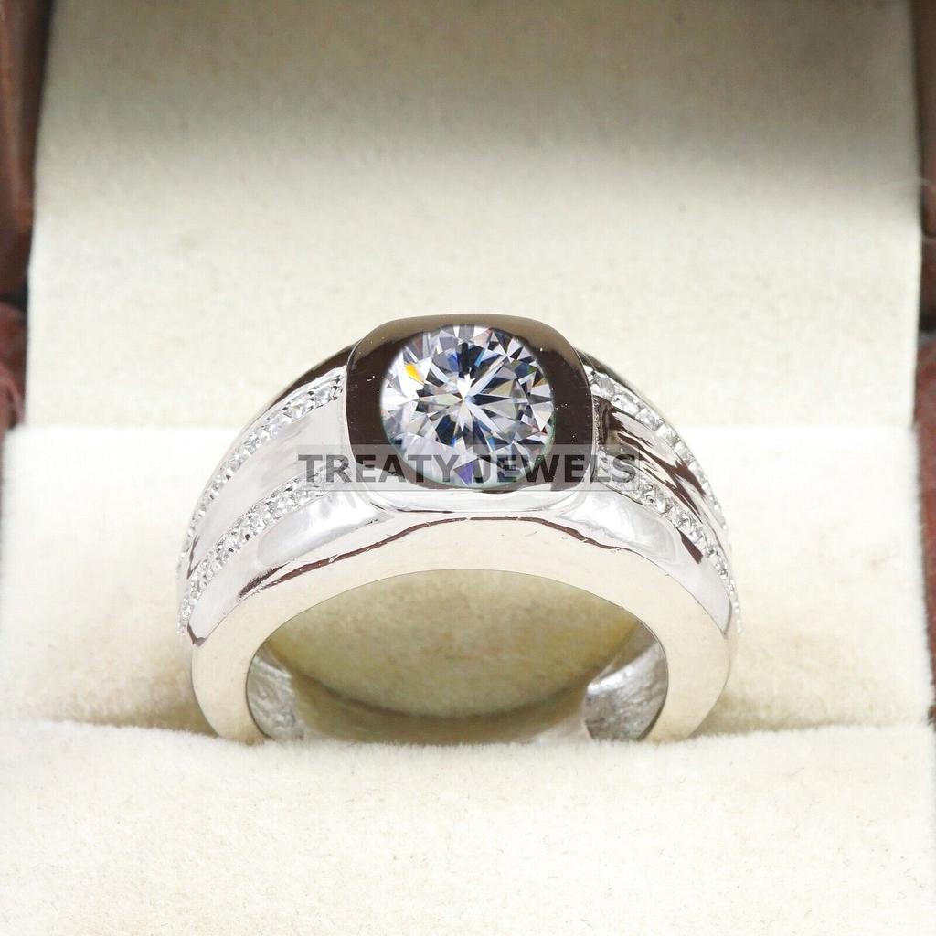 Moissanite Oval Cut Gemstone With 925 Sterling Silver Ring For Men's #B309 JL375681962395