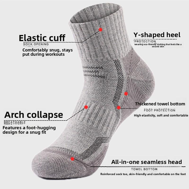 Men's Professional Sports Running Non Slip and Wear Resistant Thick Washcloth Bottom Breathable Wool Socks