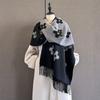 New age-reducing flower printed scarf women's autumn and winter versatile thick warm scarf shawl