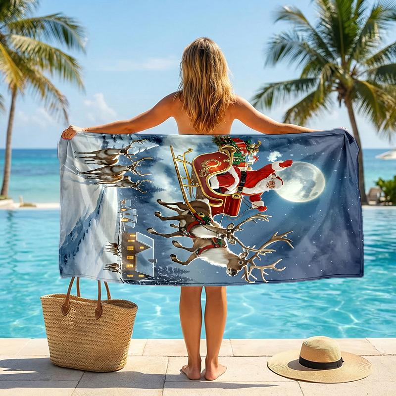 Chrismas Fashion Beach Towel: Ideal for Summer Adventures Soft, Absorbent and Quick Drying Suitable for Swimming and Bathing