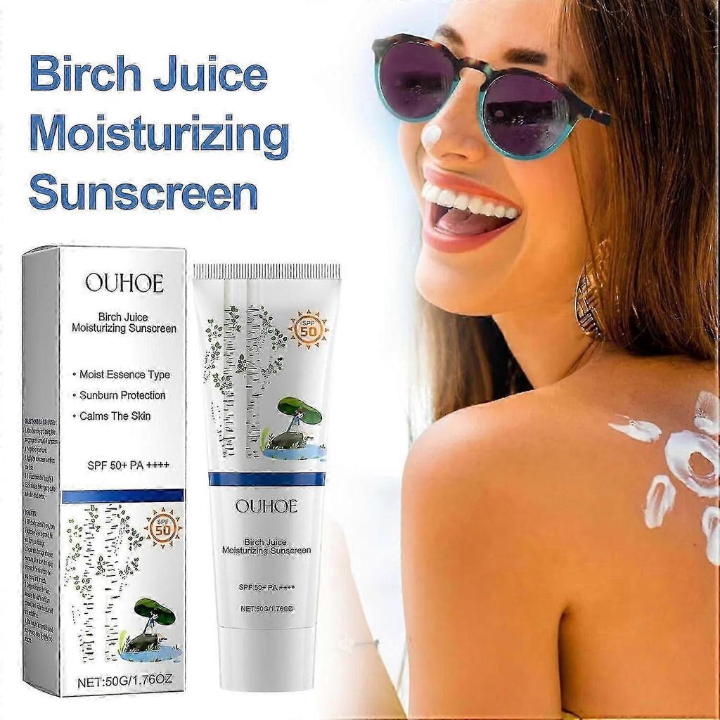 Birch Juice Moisturising Sunscreen SPF50+ - No White Cast, Strong UV Protection for UK Skin, Hydrating Formula
